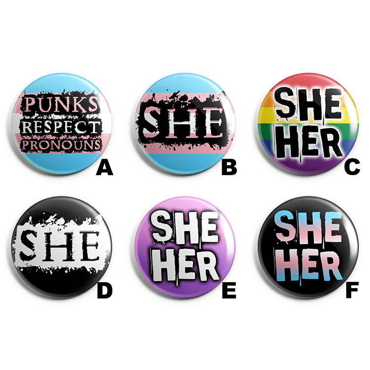She Pronoun Pin Badge Pack image 1