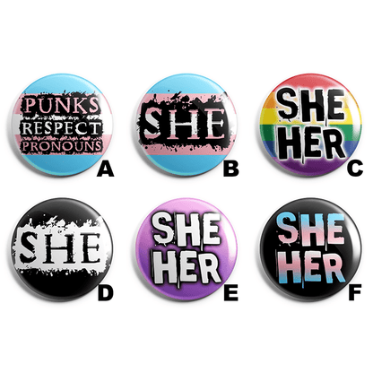 She Pronoun Pin Badge Pack image 1