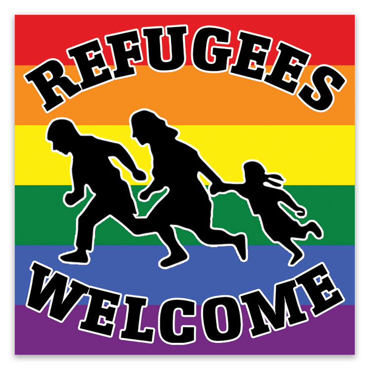 Refugees Welcome Pride Flag Stickers image 0