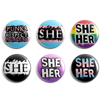 She Pronoun Pin Badge Pack image 0